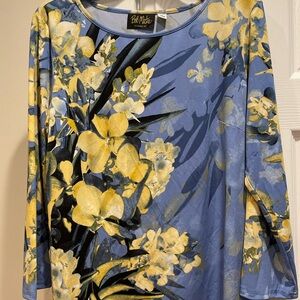 Bob Mackie Women's Blue Floral Top
